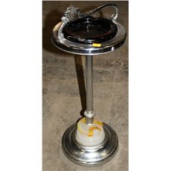 RETRO CHROME ASHTRAY STAND W/ LIGHTER