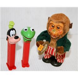 VINTAGE MONKEY WIND UP TOY PLAYING CYMBALS & 2