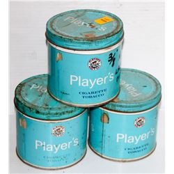 LOT OF 3 PLAYERS COLLECTIBLE TOBACCO TINS- BLUE