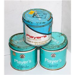 LOT OF 3 PLAYERS COLLECTIBLE TOBACCO TINS- BLUE