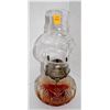 Image 1 : ANTIQUE OIL LAMP W/ EMBELLISHED GLASS BASE
