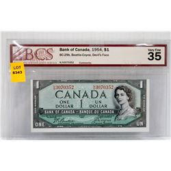 1954 CNDN DEVILS FACE $1 BILL. GRATED VERY FINE