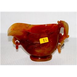 CHINESE JADE GRAVY BOAT