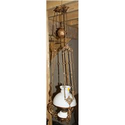 ANTIQUE HANGING VICTORIAN STYLE OIL LAMP FIXTURE
