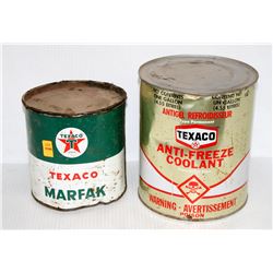 LOT OF 2 VINTAGE TEXACO AUTOMOTIVE FLUIDS; ANTI-
