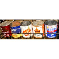 LOT OF 5 VINTAGE ANTI-FREEZE TIN CANS; VARCON/