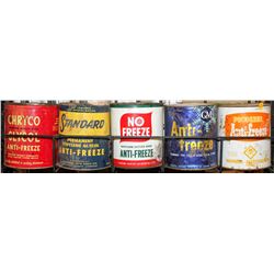LOT OF 5 VINTAGE ANTI-FREEZE TIN CANS; CHRYCO/