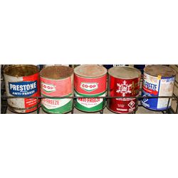 LOT OF 5 VINTAGE ANTI-FREEZE TIN CANS; CO-OP/ GM