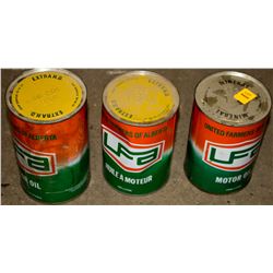 LOT OF 4 VINTAGE UFA AUTOMOTIVE MOTOR OIL FLUIDS