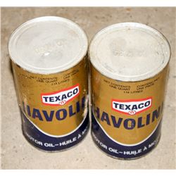 LOT OF 2 CANS OF VINTAGE TEXACO HAVOLINE MOTOR OIL