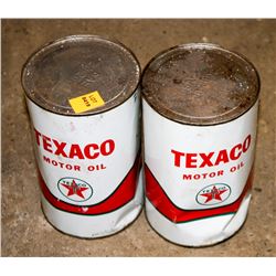LOT OF 2 VINTAGE CANS OF TEXACO MOTOR OIL- WHITE/