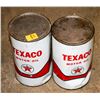 Image 1 : LOT OF 2 VINTAGE CANS OF TEXACO MOTOR OIL- WHITE/