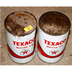 LOT OF 2 VINTAGE CANS OF TEXACO MOTOR OIL- WHITE/