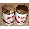 Image 1 : LOT OF 2 VINTAGE CANS OF TEXACO MOTOR OIL- WHITE/