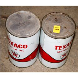 LOT OF 2 VINTAGE CANS OF TEXACO MOTOR OIL- WHITE/