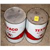 Image 1 : LOT OF 2 VINTAGE CANS OF TEXACO MOTOR OIL- WHITE/