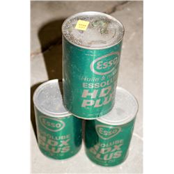 LOT OF 3 VINTAGE CANS OF ESSOLUBE HDX PLUS MOTOR