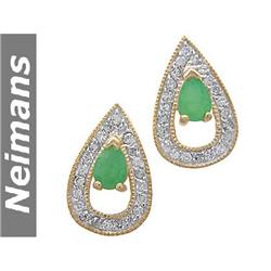 AAA 9.5 MM Black Tahitian Pearl & Diamond Earrings 14kt