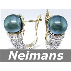 Antique 3.00 ct Chrome Diopside & Diamond Earrings 14kt