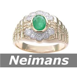 Neimans 1.00 ct Green & White Sapphire Ring 14kt Gold