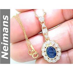 Neimans 2.50 ct Green Amethyst & Sapphire Pendant 14kt