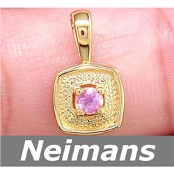 Neimans Certified .25 ct Pink Sapphire Pendant 14k Gold