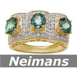 Vintage 3.25 ct Green Sapphire & Diamond Ring 14kt Gold