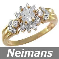 Neimans .75 ct White Sapphire & Diamond Ring 14kt Gold