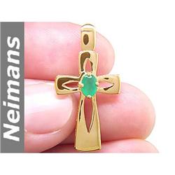 USGL Certified .50 ct Emerald Cross Pendant 14kt Gold