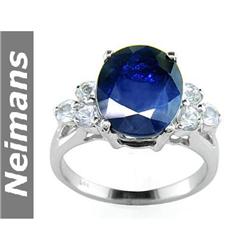 Antique 3.25 ct Sapphire, Aquamarine & Diamond Ring 14k