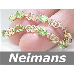 USGL Certified 6.25 ct Peridot Tennis Bracelet 14k Gold