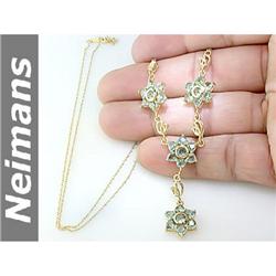 Estate 7.75 ct Green Sapphire Necklace 14kt Gold USGL