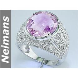 Certified 11.25 ct Pink Amethyst & Sapphire Ring 14kt