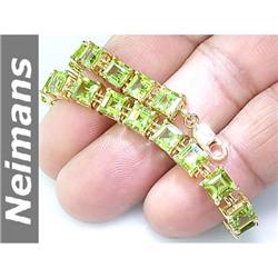 Gem Certified 18.75 ct Peridot Tennis Bracelet 14k Gold