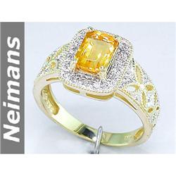 Antique 1.25 ct Citrine & Diamond Ring 14kt Gold USGL
