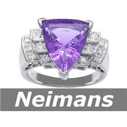 Antique 4.25 ct Certified Amethyst & Diamond Ring 14kt