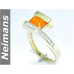 Neimans 1.00 ct Fire Opal & Diamond Ring 14kt Gold USGL