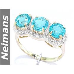 Vintage 3.00 ct Apatite & Diamond Ring 14kt Gold RARE