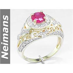 Neimans 1.50 ct Ruby & Diamond Ring 14kt Gold CERTIFIED