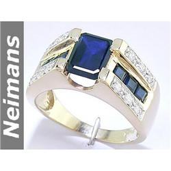 Certified 3.00 ct Blue Sapphire & Diamond Ring 14k Gold