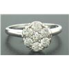 Image 1 : 14k Solid White Gold 0.91 ctw 7 Raised Round Brilliant Cut Diamond Cluster Ring