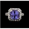 Image 2 : 14KT White Gold 4.73 ctw Tanzanite and Diamond Ring