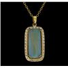 Image 2 : 16.45 ctw Opal and Diamond Pendant With Chain - 14KT Yellow Gold