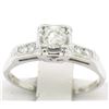 Vintage 14K White Gold 0.37 ctw Diamond Engagement Ring with 4 Accent Diamonds