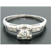 Image 2 : Vintage 14K White Gold 0.37 ctw Diamond Engagement Ring with 4 Accent Diamonds