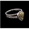 1.42 ctw Light Yellow Diamond Ring - 14KT White Gold