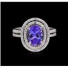 Image 2 : 2.11 ctw Tanzanite and Diamond Ring - 14KT White Gold