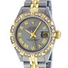 Image 1 : Rolex Ladies 2 Tone Gray & Pyramid Diamond Datejust Wriswatch