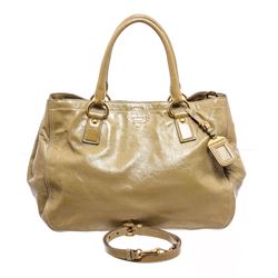 Prada Beige Patent Leather Expandable Two-Way Shoulder Bag