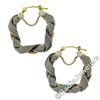 Image 3 : Estate 18kt Rose & White Gold 30mm Braided Mesh Hoop Earrings